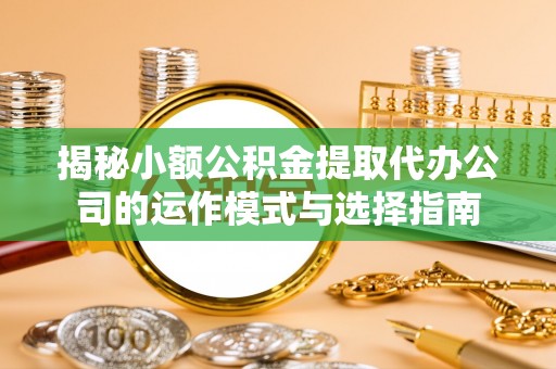 龙沙揭秘小额公积金提取代办公司的运作模式与选择指南